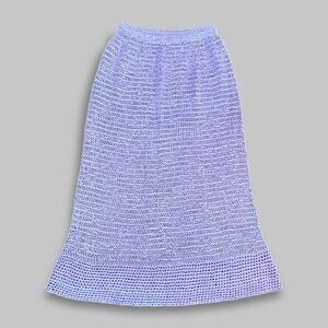 Vintage Lavender Hand-Knit A-Line Midi Skirt – Women’s Size S/M